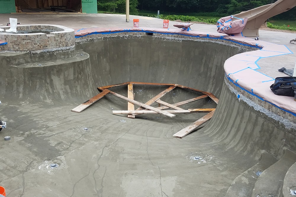 This is a photo of a pool gunite replastering project in Somers, CT.