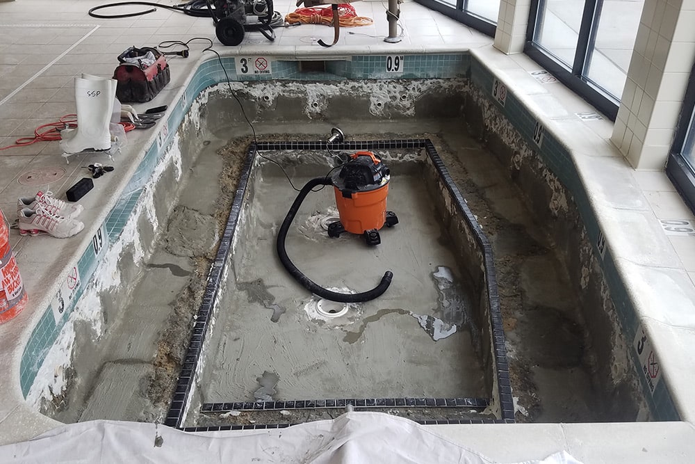 This is a photo of a spa gunite resurfacing project in RI.