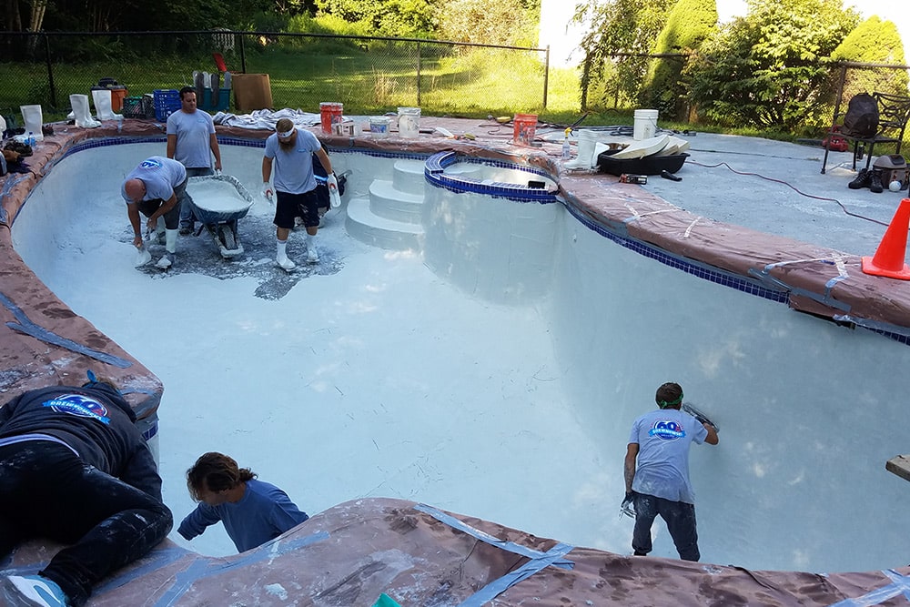 This is a photo of a pool gunite restoration project in Granby, CT.