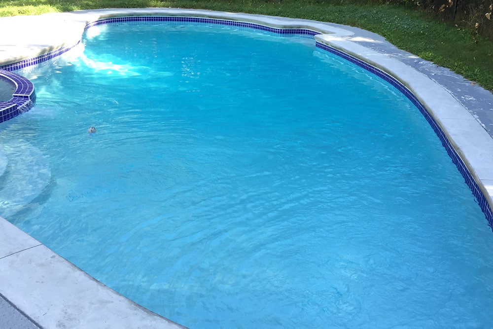 This is a photo of a pool gunite restoration project in Granby, CT, finished product.