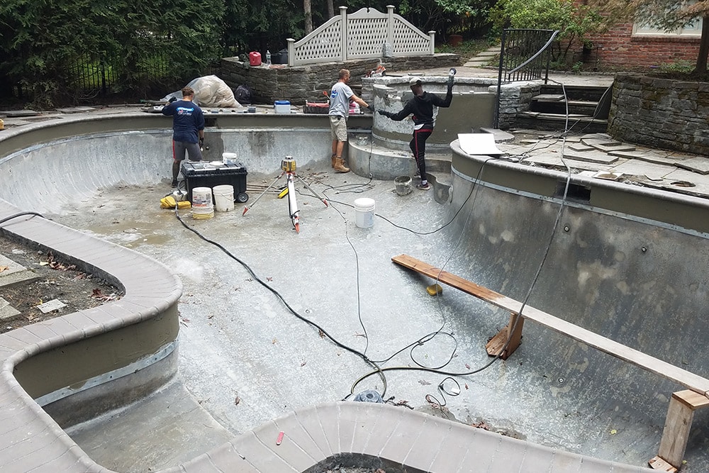 This is a photo of a gunite renovation project in Farmington, CT