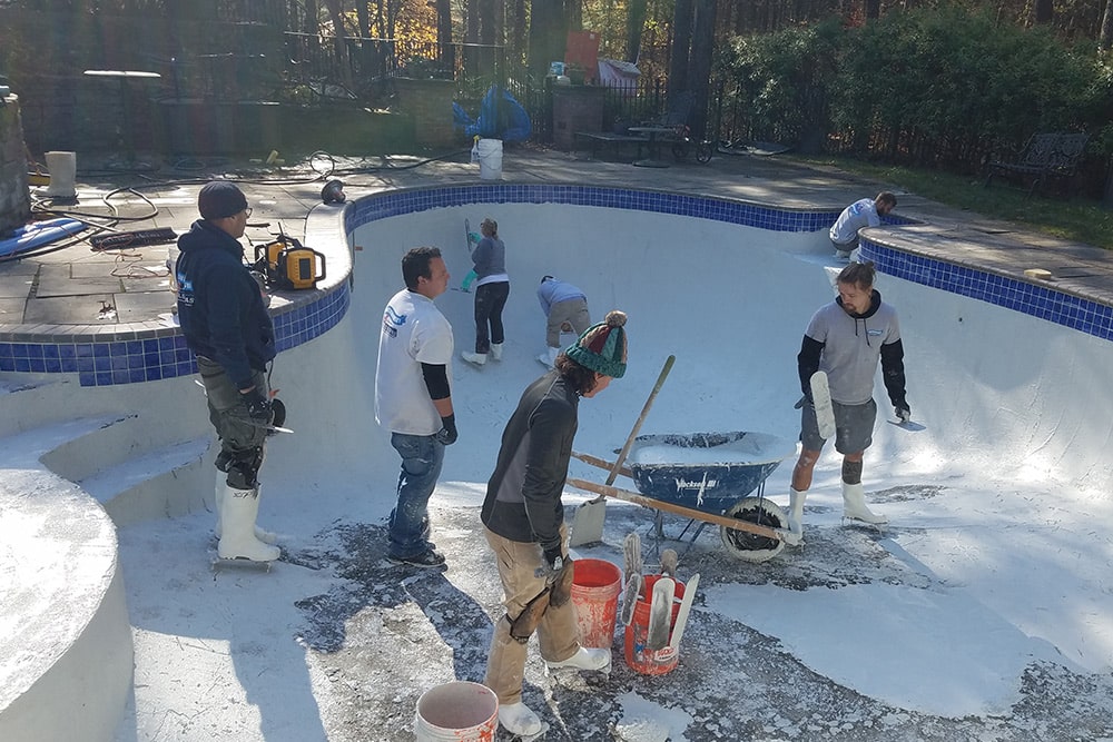 This is a photo of a gunite renovation project in Farmington, CT